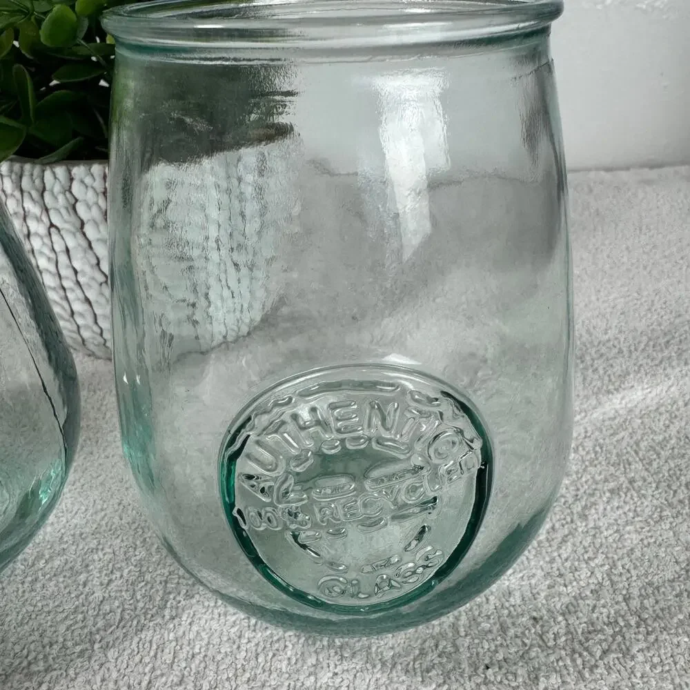 Spanish Recycled Stamped Glassware Collection Set Of 2 - Picture 3 of 9